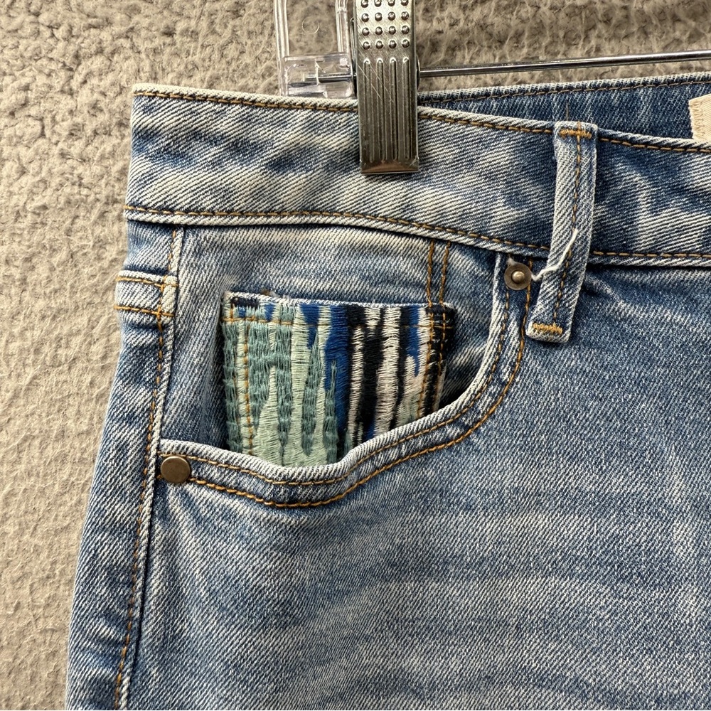 Driftwood Indie Jeans Women’s Size W27 Flared Crop Patchwork Raw Hem Boho Hippie - Picture 11 of 16